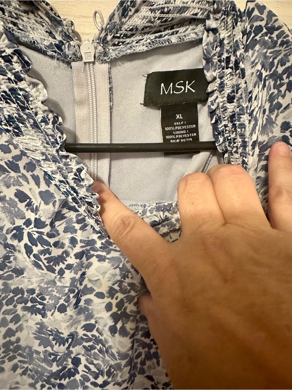 MSK Light Blue Floral Smocked Neck jumpsuit